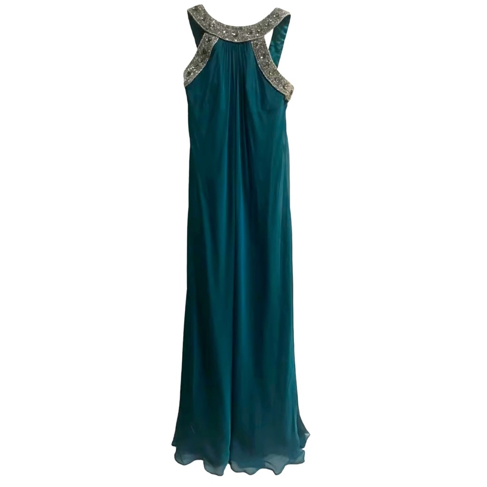 Blue silk Badgley Mischka dress 12
